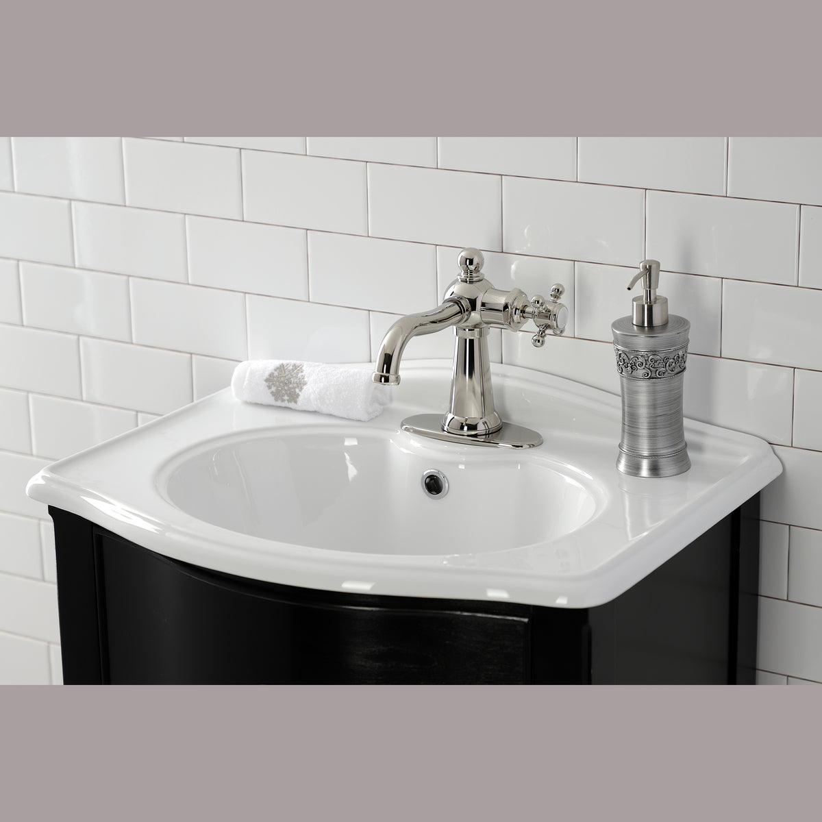 Kingston Brass KSD154BXPB Nautical Single-Handle Bathroom Faucet with Push Pop-Up