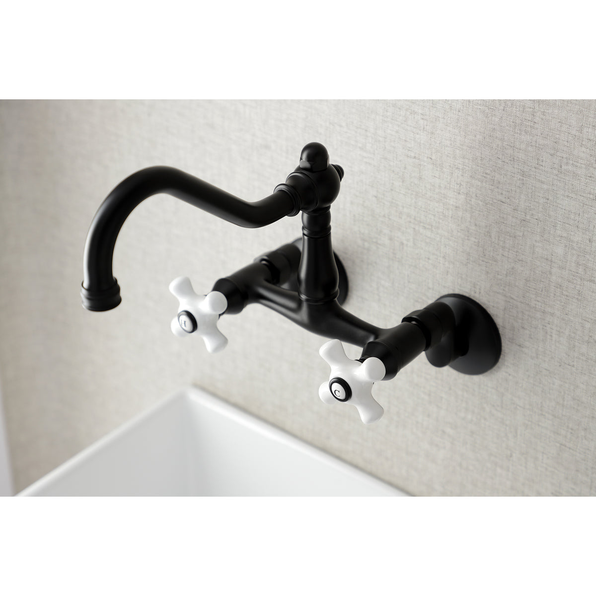 Kingston Brass KS3222PX Vintage 6&quot; Adjustable Center Wall Mount Kitchen Faucet