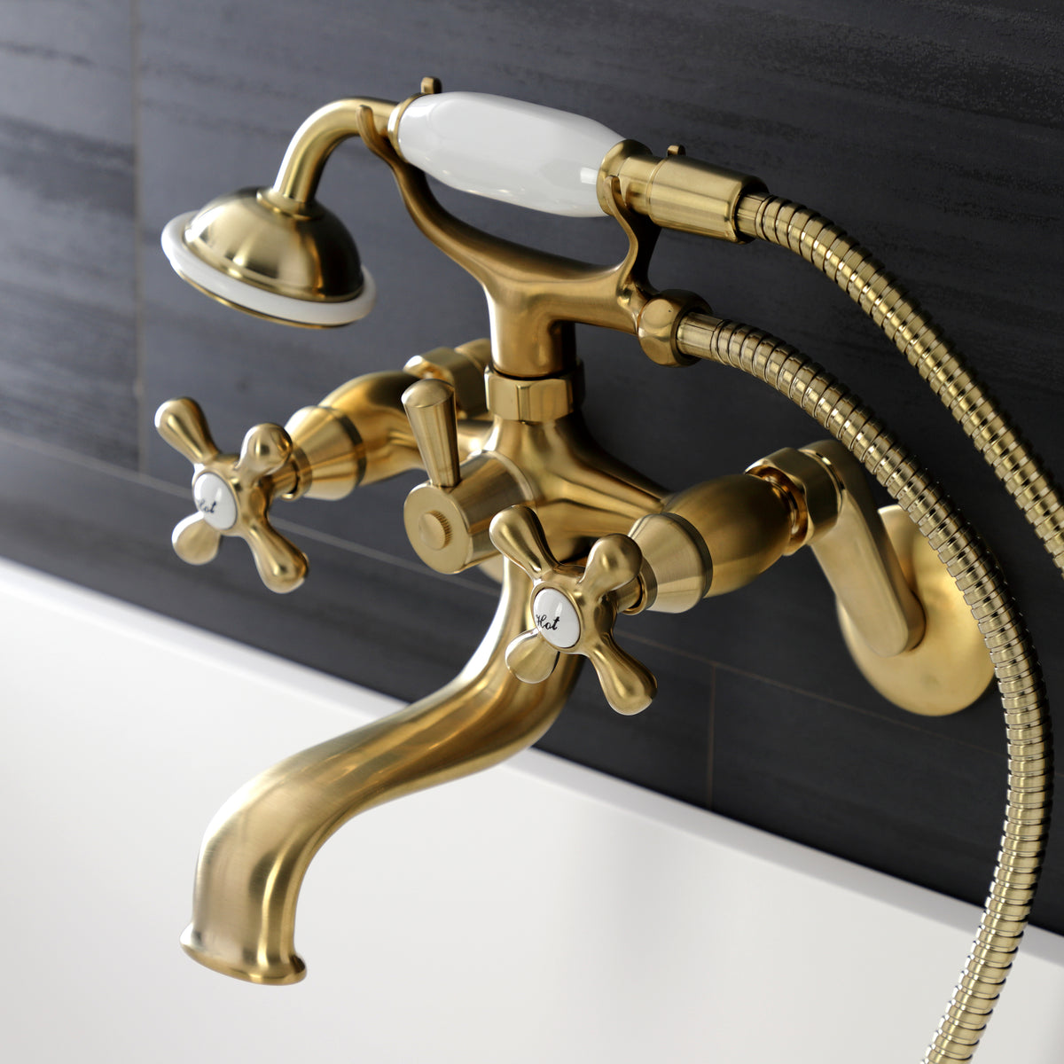 Kingston Wall Mount Tub Faucet with Hand Shower