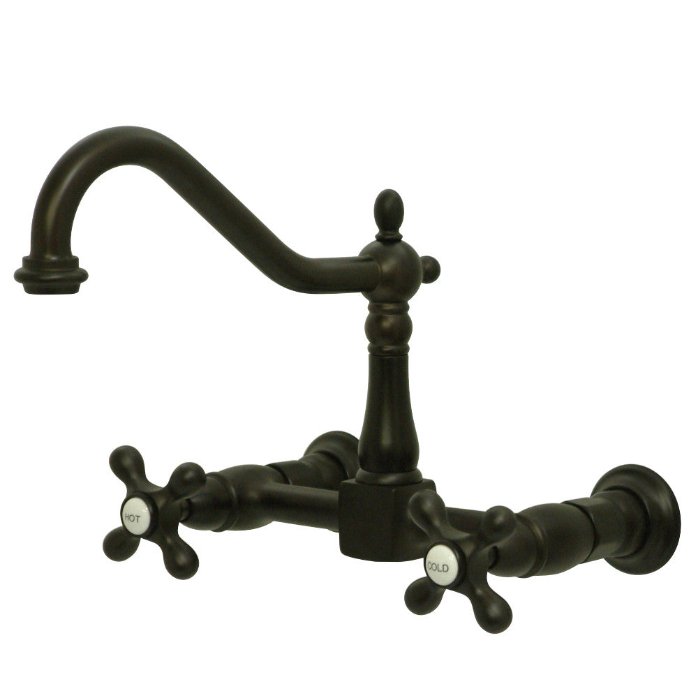 Kingston Brass KS1245AX Heritage Wall Mount Bridge Kitchen Faucet