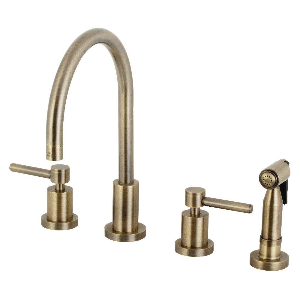 Kingston Brass KS8720DLBS Concord 8-Inch Widespread Kitchen Faucet with Brass Sprayer