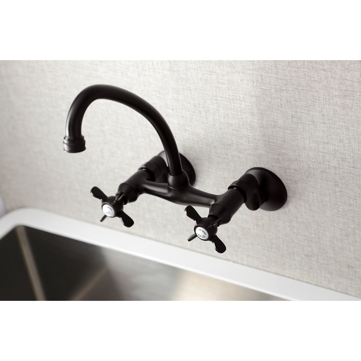 Kingston Brass KS114C Essex Two Handle Wall Mount Kitchen Faucet