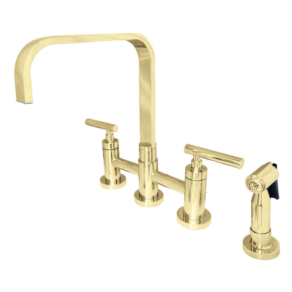 Kingston Brass KS8252CMLBS Manhattan Bridge Kitchen Faucet with Brass Spray