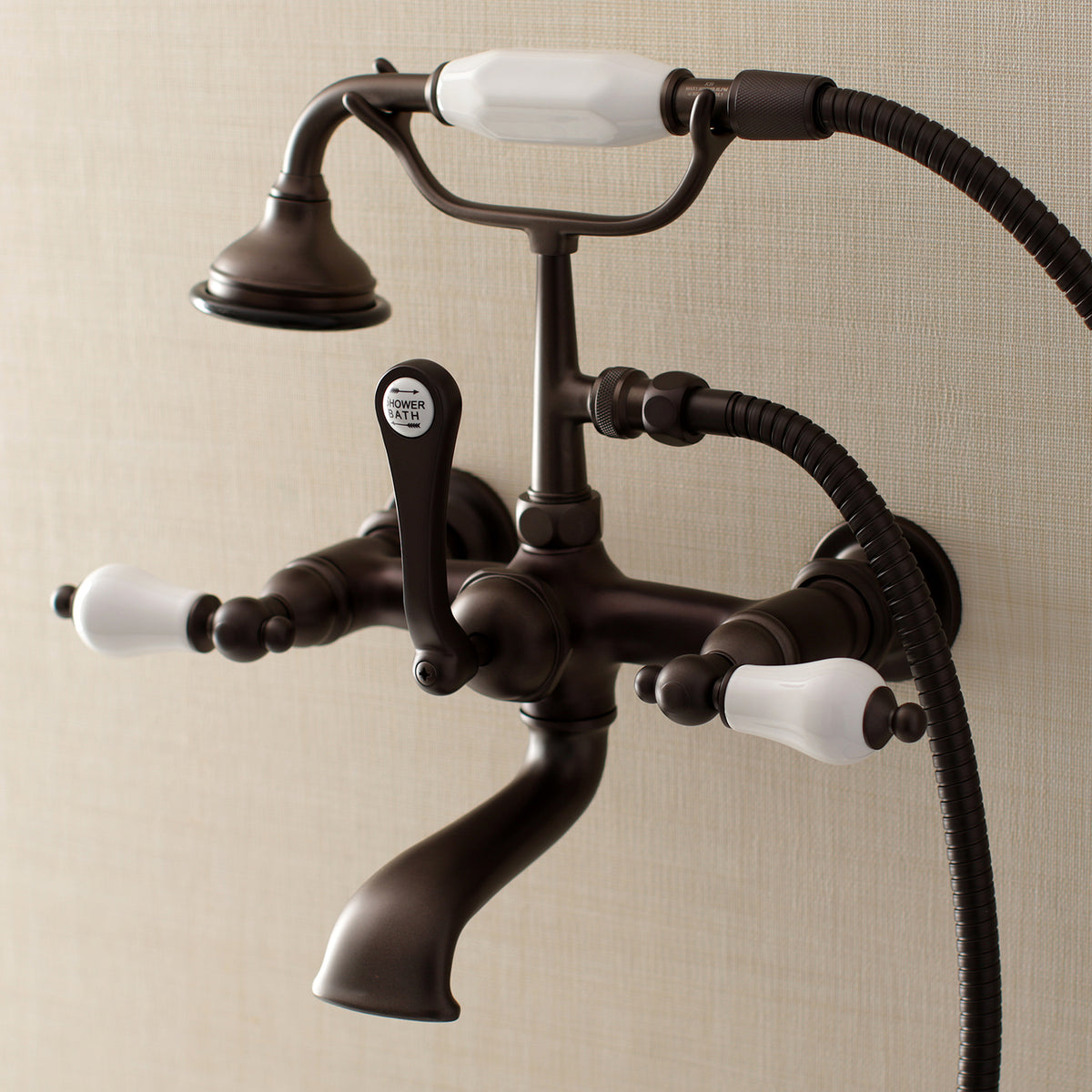 Aqua Vintage 7-Inch Wall Mount Tub Faucet with Hand Shower