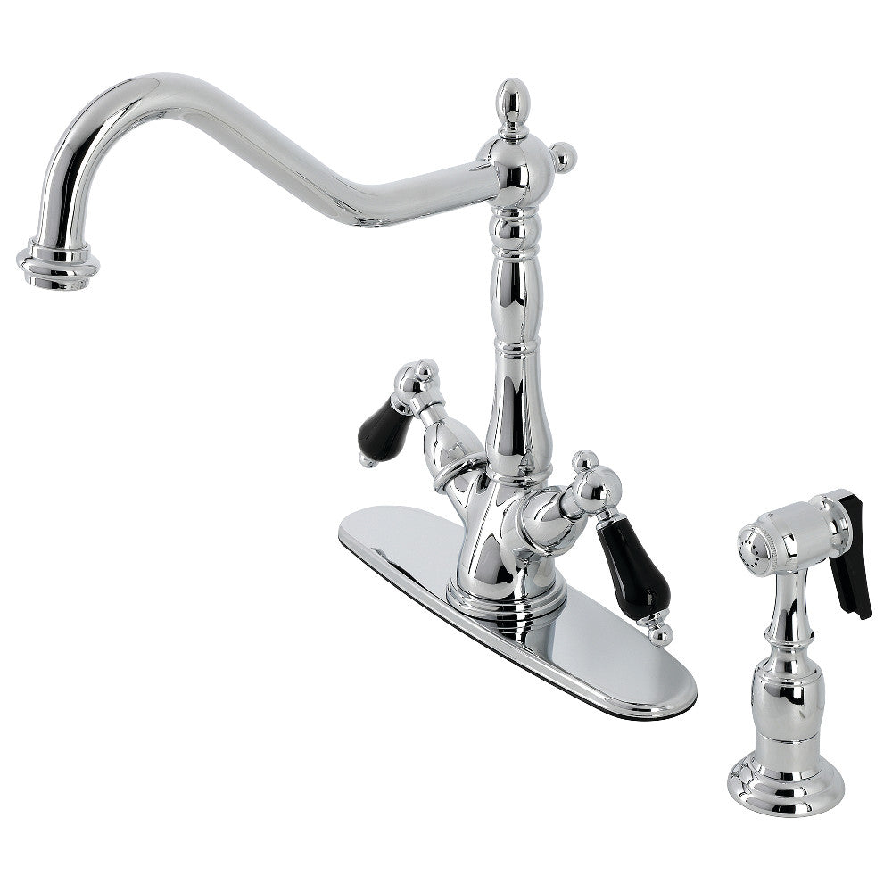 Kingston Brass KS1235PKLBS 8&quot; Centerset Deck Mount Kitchen Faucet with Brass Sprayer