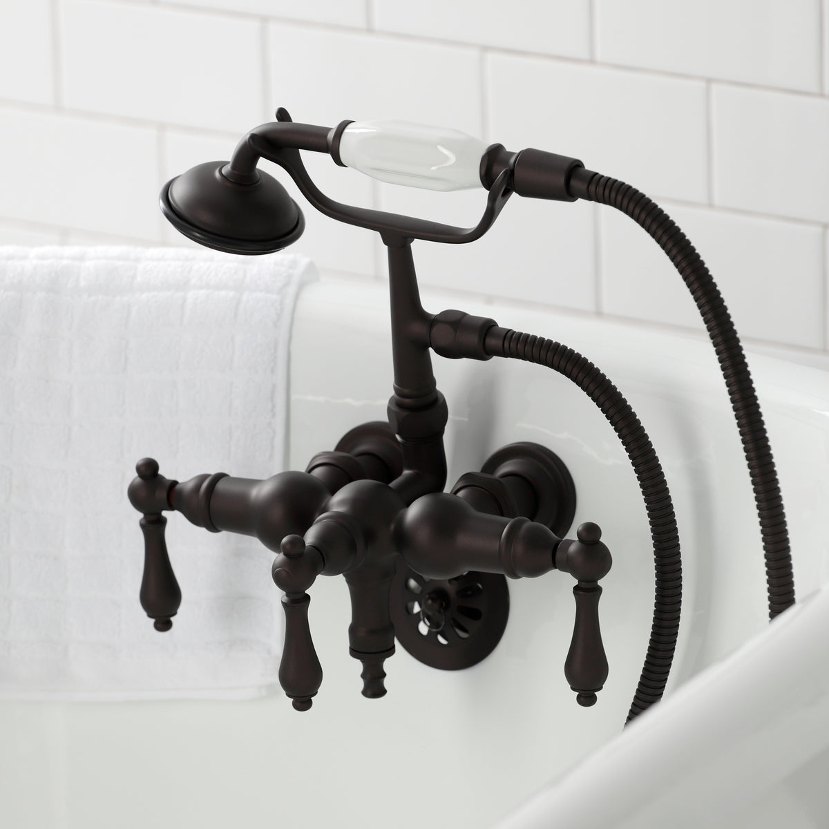 Vintage 3-3/8&quot; Tub Wall Mount Clawfoot Tub Faucet with Hand Shower
