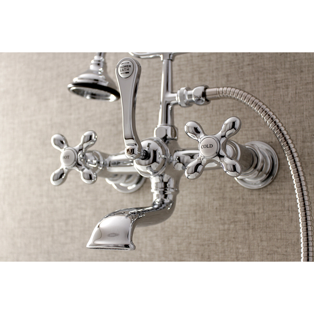 Aqua Vintage 7-Inch Wall Mount Tub Faucet with Hand Shower