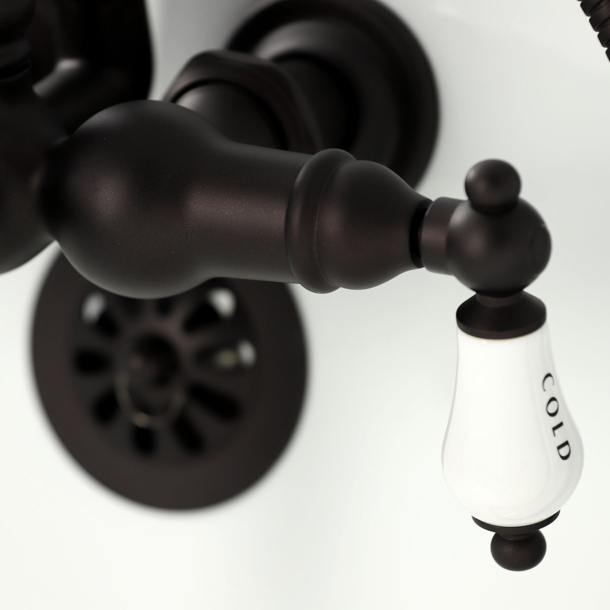 Heritage 3-3/8&quot; Tub Wall Mount Clawfoot Tub Faucet with Hand Shower