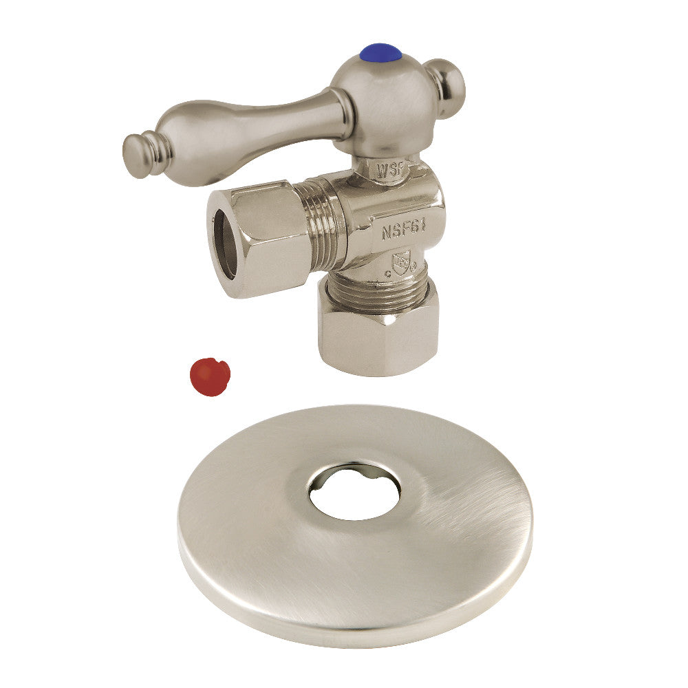 Kingston Brass 5/8-Inch OD X 1/2-Inch OD Comp Quarter-Turn Angle Stop Valve with Flange