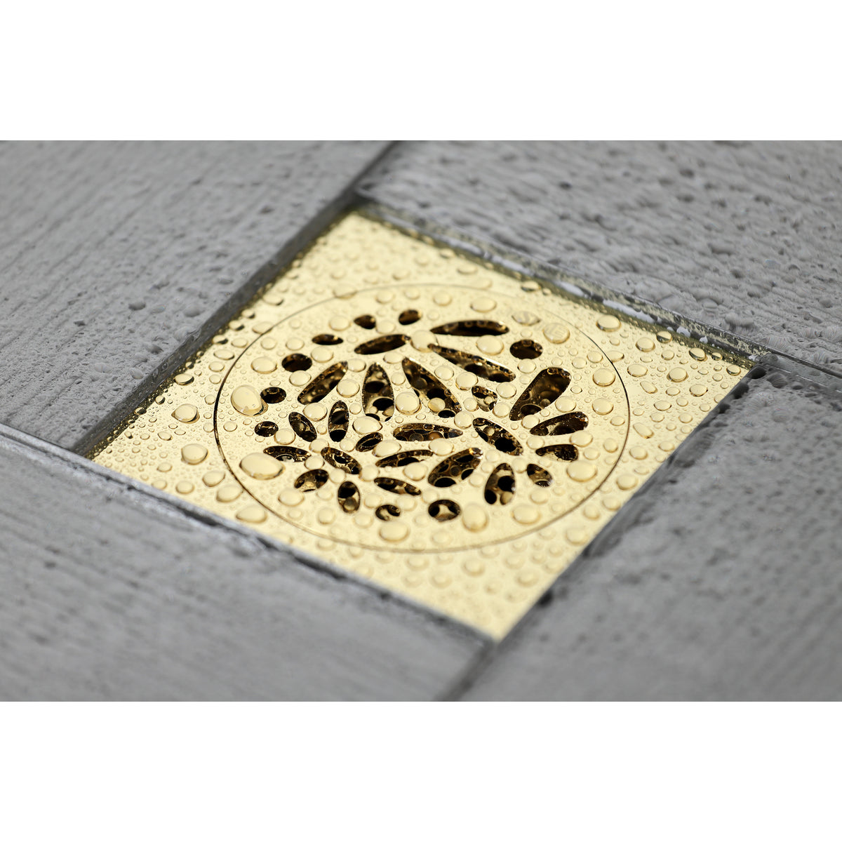 Kingston Brass Watercourse Floral 4&quot; Square Grid Shower Drain