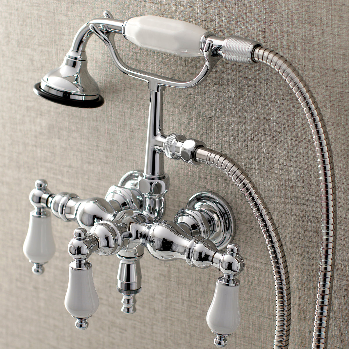 Aqua Vintage 3-3/8 Inch Wall Mount Tub Faucet with Hand Shower