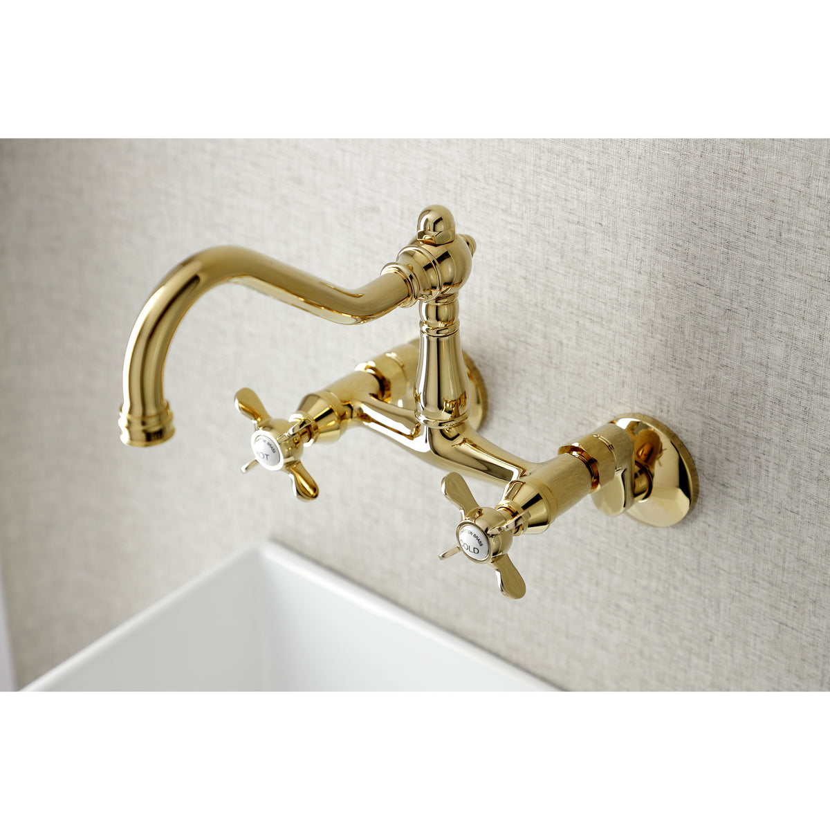 Kingston Brass KS3228BEX 6-Inch Adjustable Center Wall Mount Kitchen Faucet