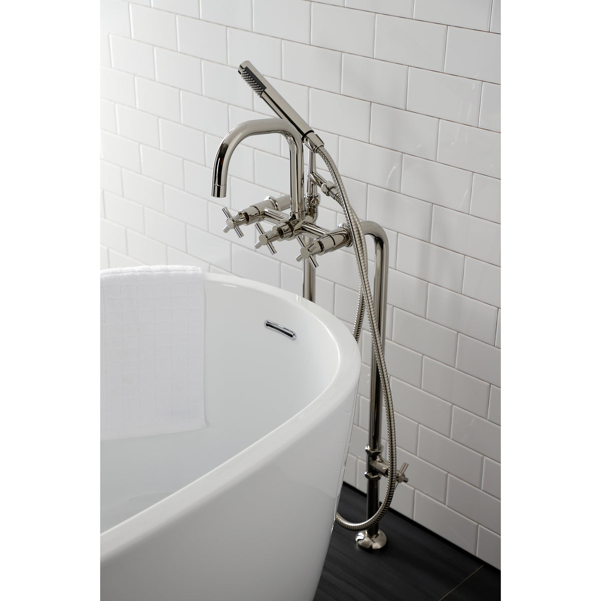 Aqua Vintage Concord Freestanding Tub Faucet with Supply Line, Stop Valve
