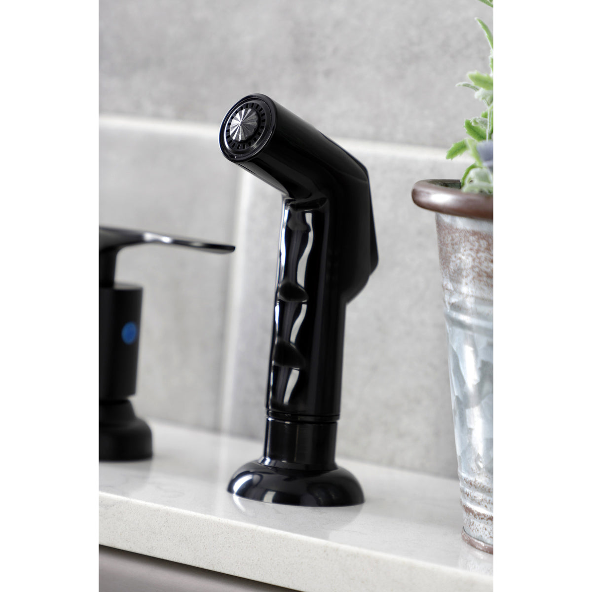 Kingston Brass FB7798SVLSP Serena Centerset Kitchen Faucet with Plastic Sprayer