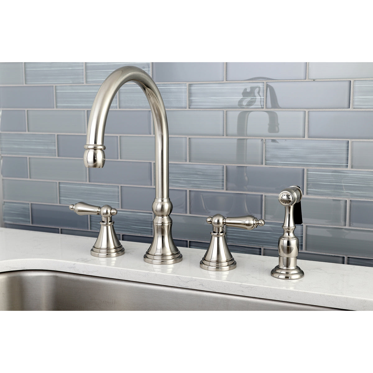 Kingston Brass KS2798ALBS Widespread Kitchen Faucet