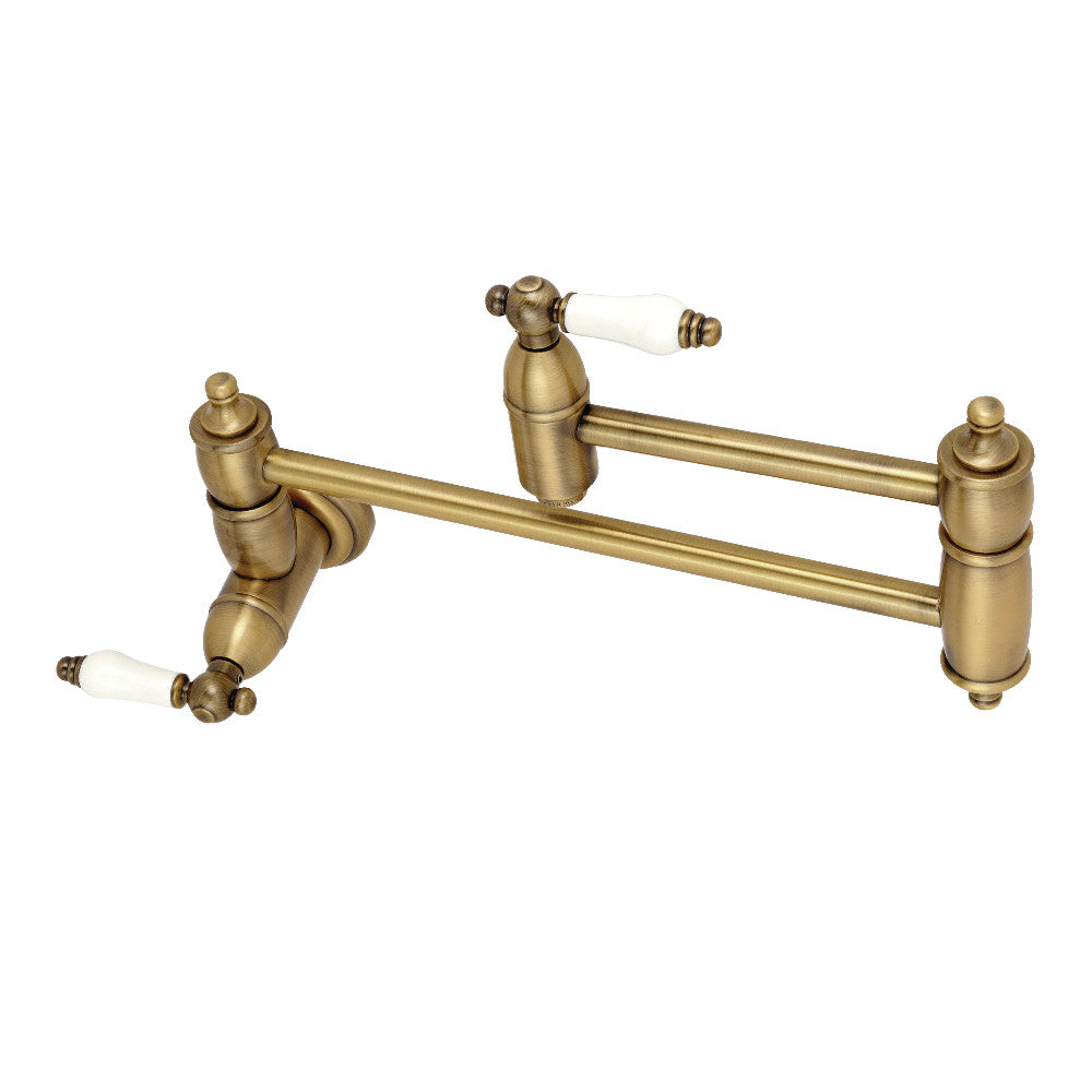 Kingston Brass KS3106PL Restoration Wall Mount Pot Filler Kitchen Faucet