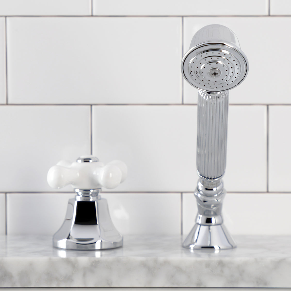 Kingston Brass Deck Mount Hand Shower with Diverter for Roman Tub Faucet