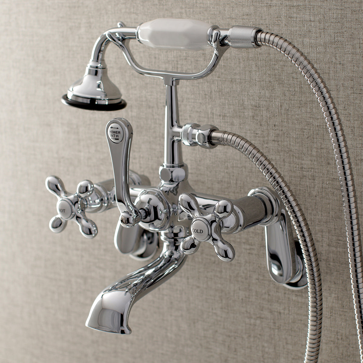 Aqua Vintage Wall Mount Tub Faucet with Hand Shower