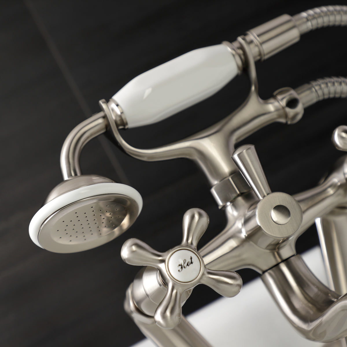 Kingston Wall Mount Clawfoot Tub Faucet with Hand Shower