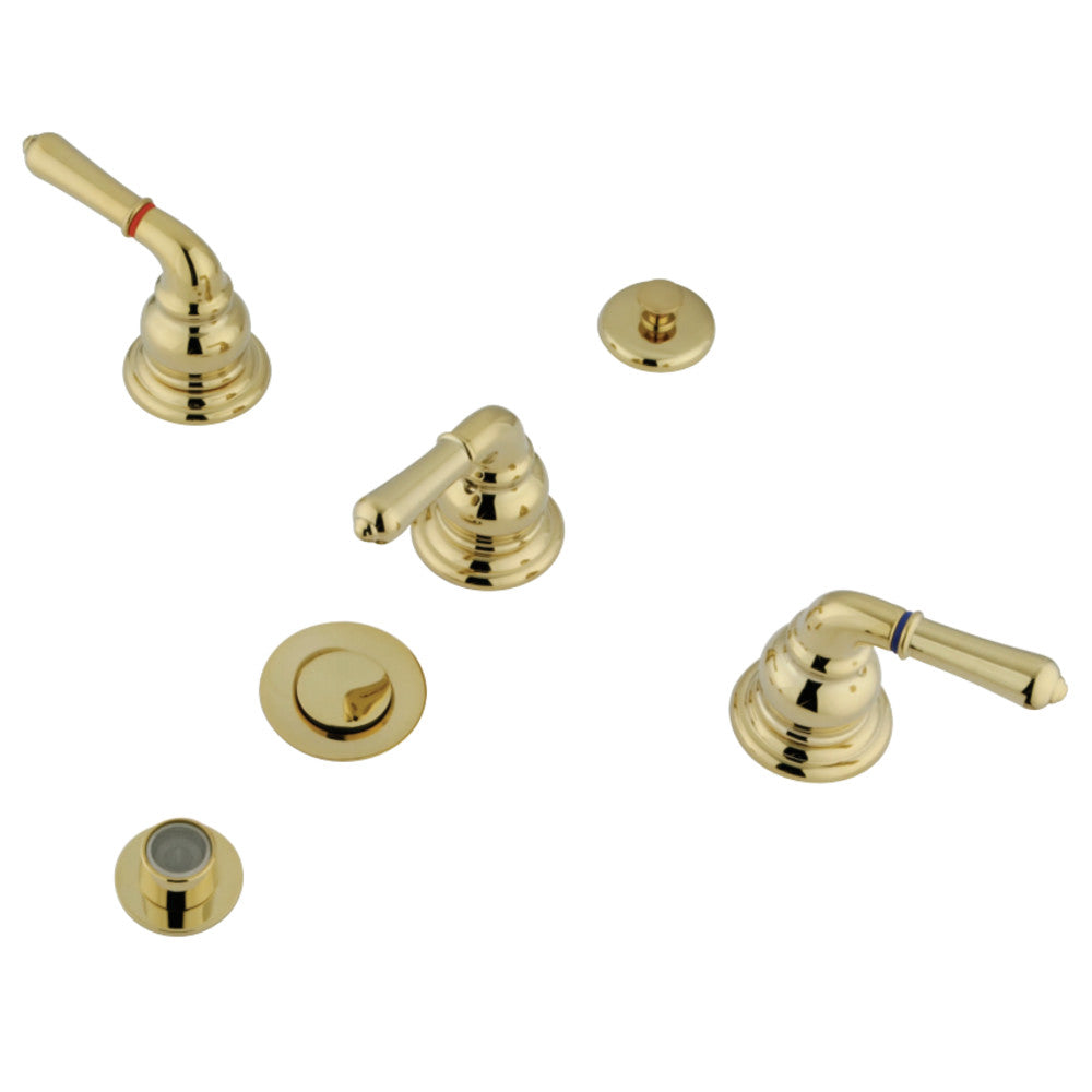 Kingston Brass KB325 Magellan Bidet Faucet with Lever Handles &amp; Brass Pop-Up