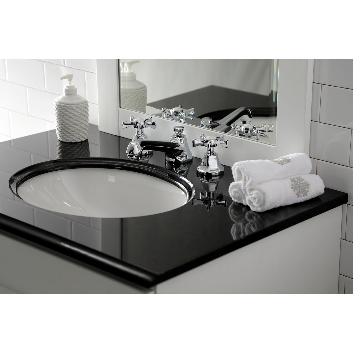 Kingston Brass KS4468NX Hamilton Widespread Bathroom Faucet with Brass Pop-Up