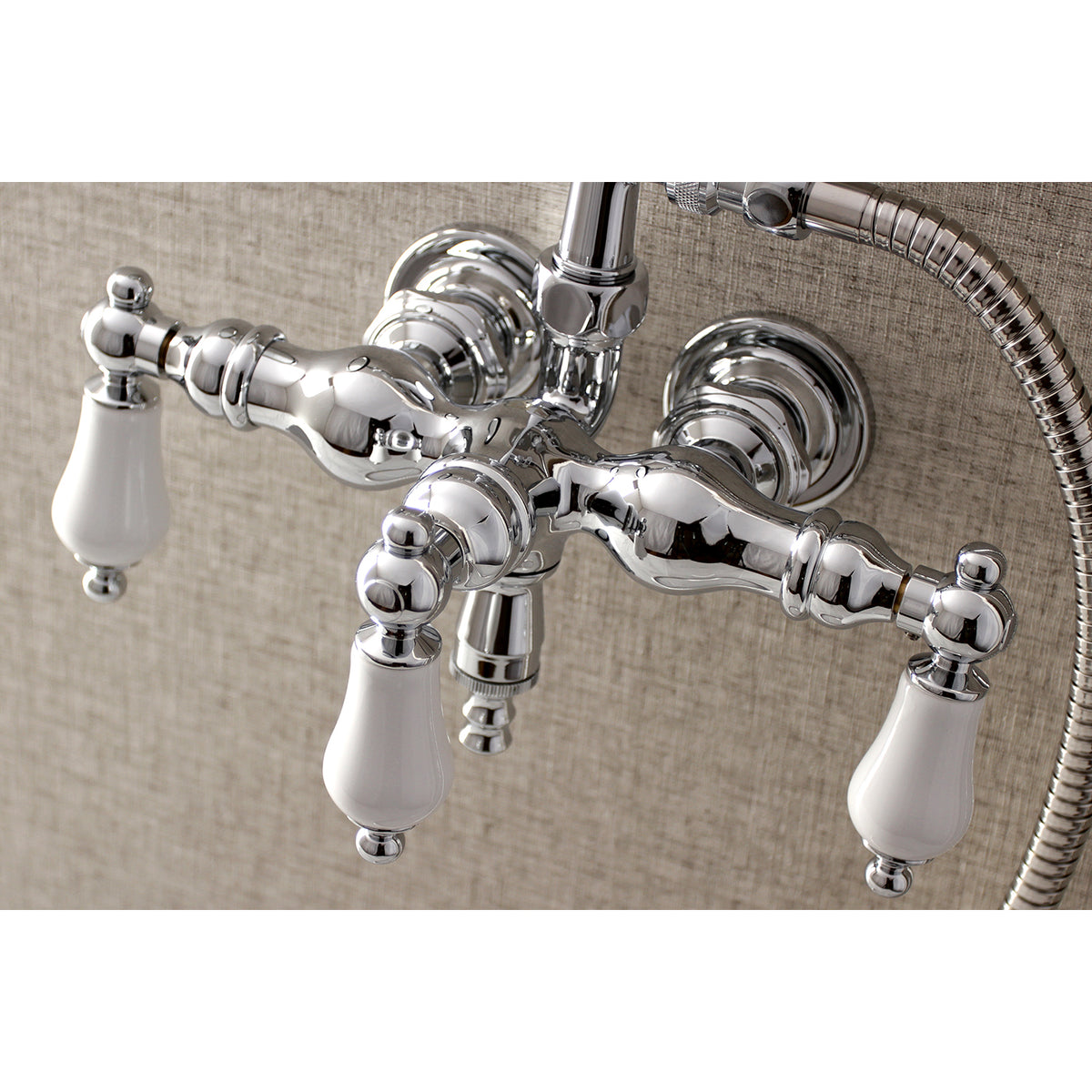Aqua Vintage 3-3/8 Inch Wall Mount Tub Faucet with Hand Shower
