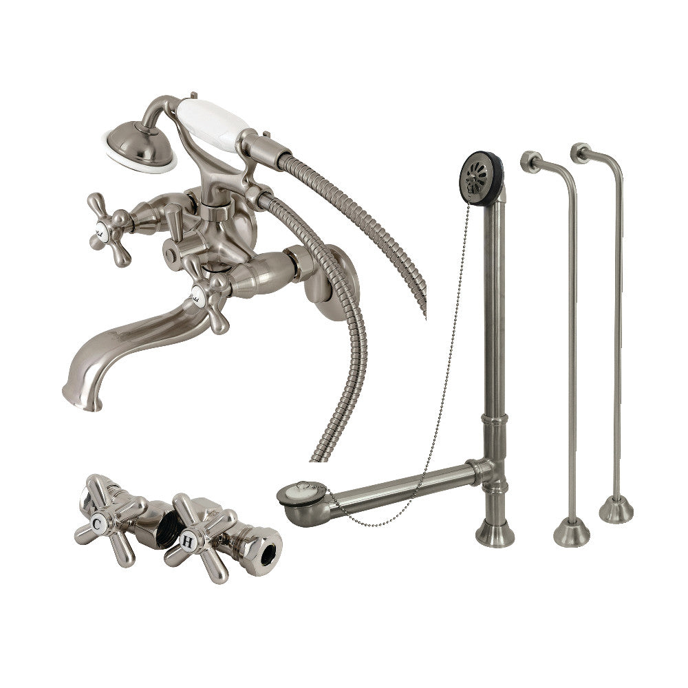 Vintage Wall Mount Clawfoot Tub Faucet Package with Supply Line