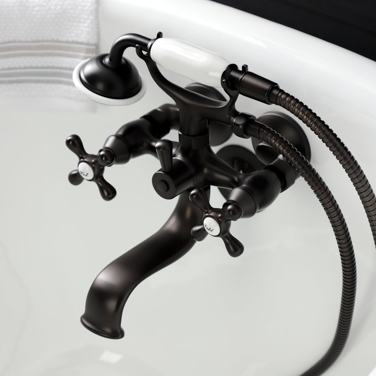Kingston Wall Mount Clawfoot Tub Faucet with Hand Shower