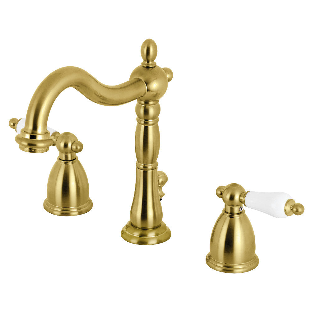 Kingston Brass KB1973PL Heritage Widespread Bathroom Faucet with Brass Pop-Up
