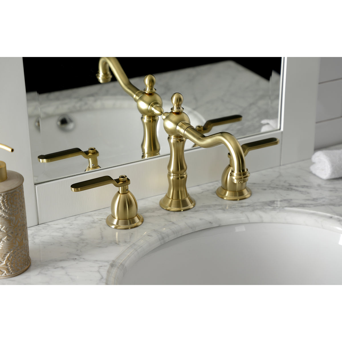Kingston Brass KS1970KL Whitaker Widespread Bathroom Faucet with Brass Pop-Up
