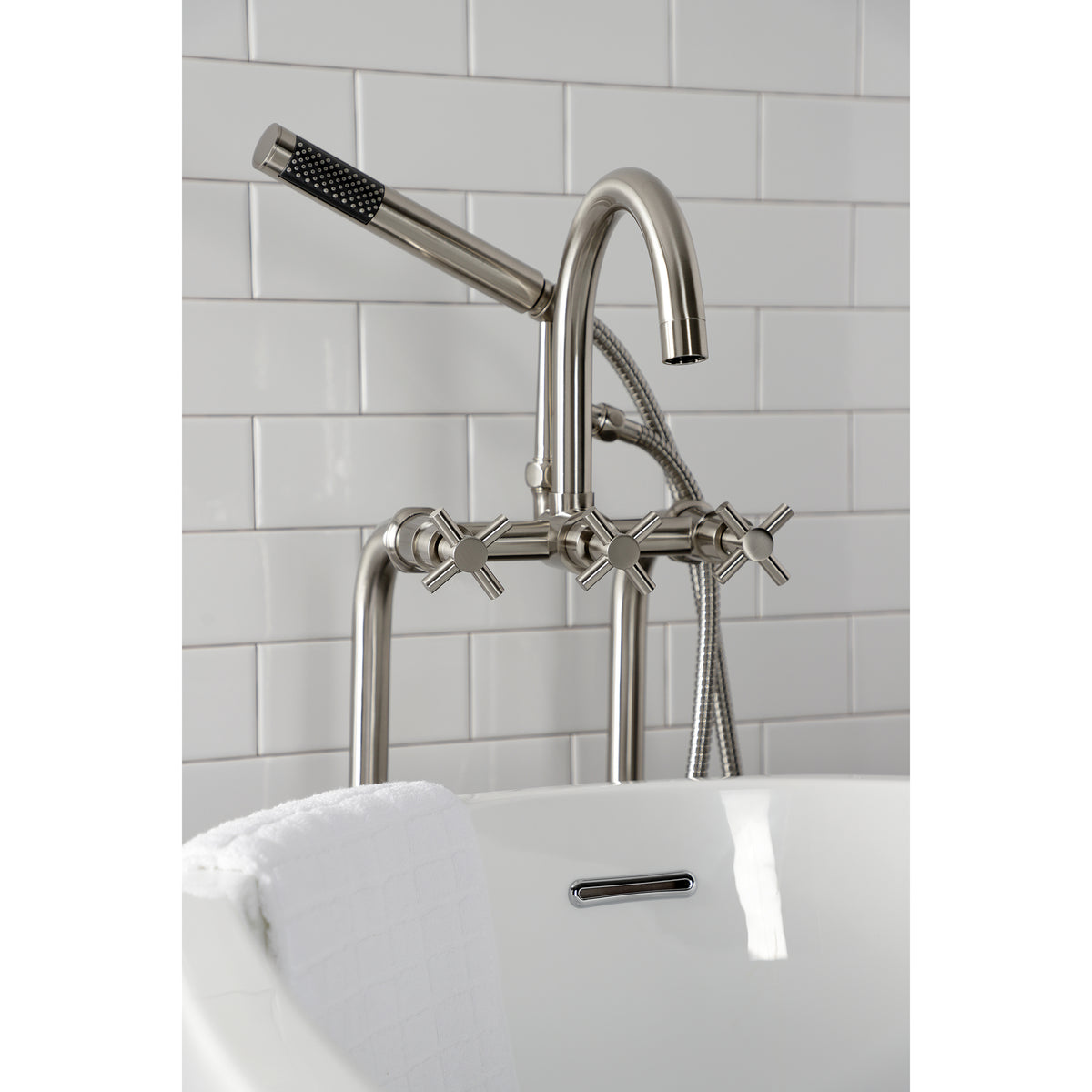 Aqua Vintage Concord Freestanding Tub Faucet with Supply Line, Stop Valve