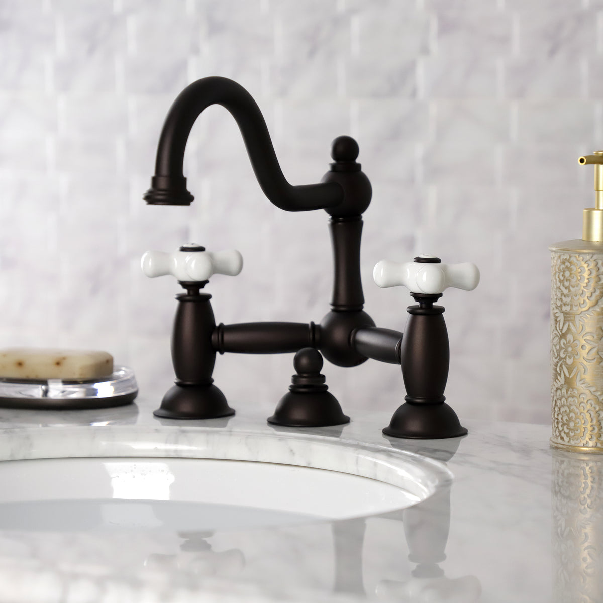 Kingston Brass KS3911PX Restoration Bathroom Bridge Faucet