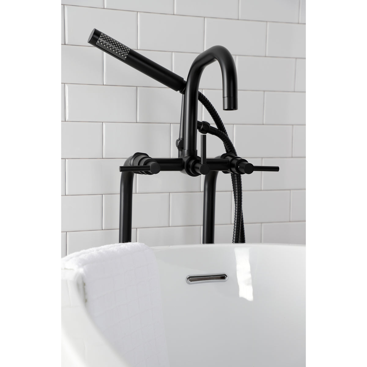 Aqua VintageL Concord Freestanding Tub Faucet with Supply Line, Stop Valve