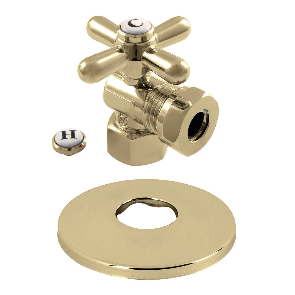 Kingston Brass 1/2-Inch FIP X 1/2-Inch or 7/16-Inch O.D. Slip Joint Quarter-Turn Angle Stop Valve with Flange