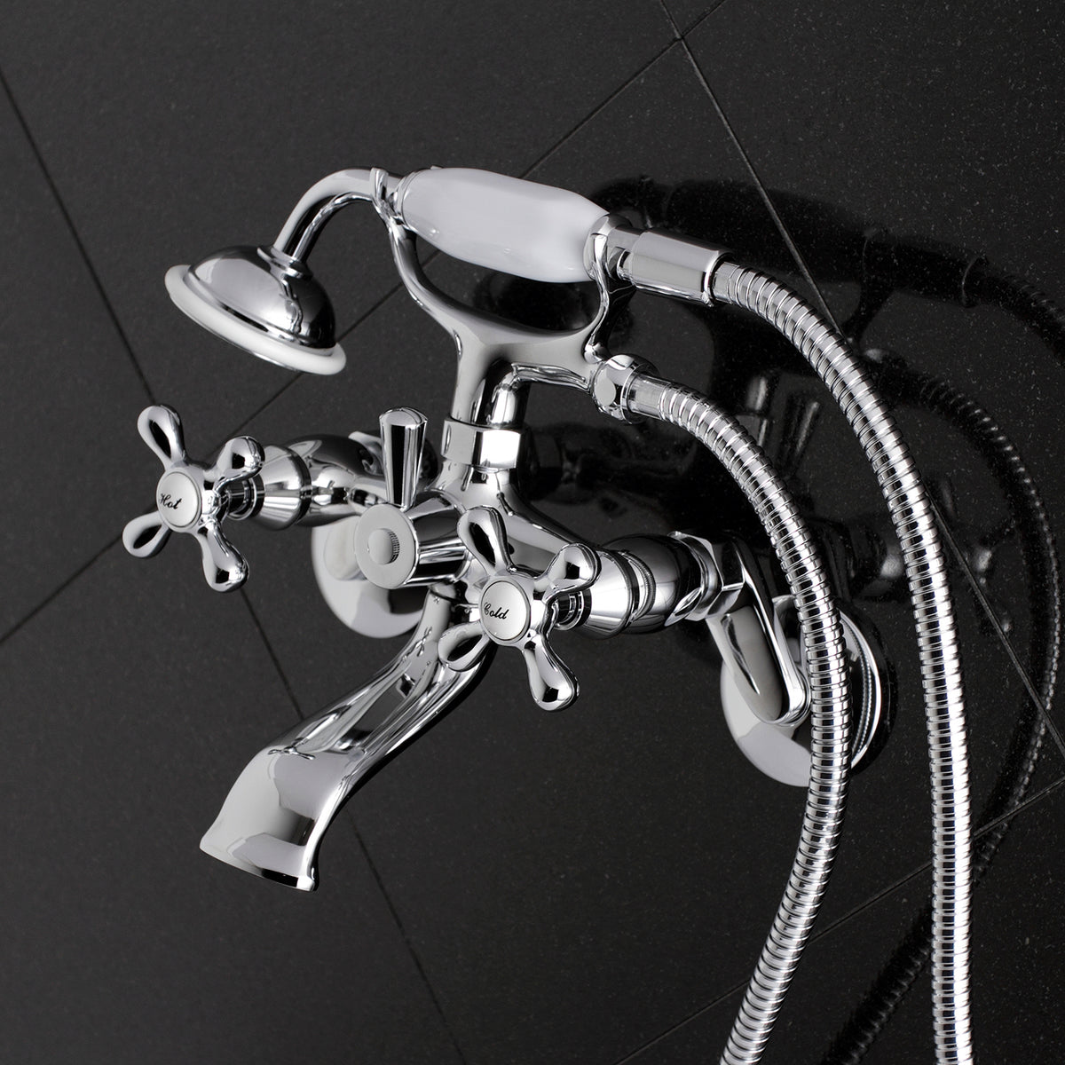 Kingston Wall Mount Clawfoot Tub Faucet with Hand Shower