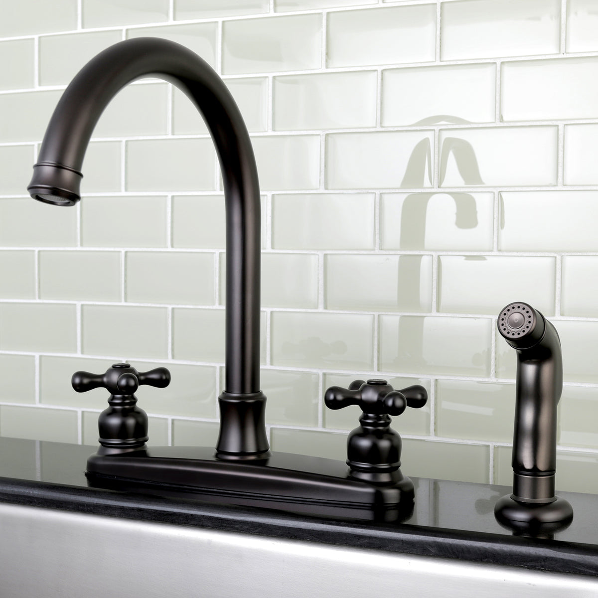 Kingston Brass FB7798AXSP Victorian 8-Inch Centerset Kitchen Faucet with Sprayer