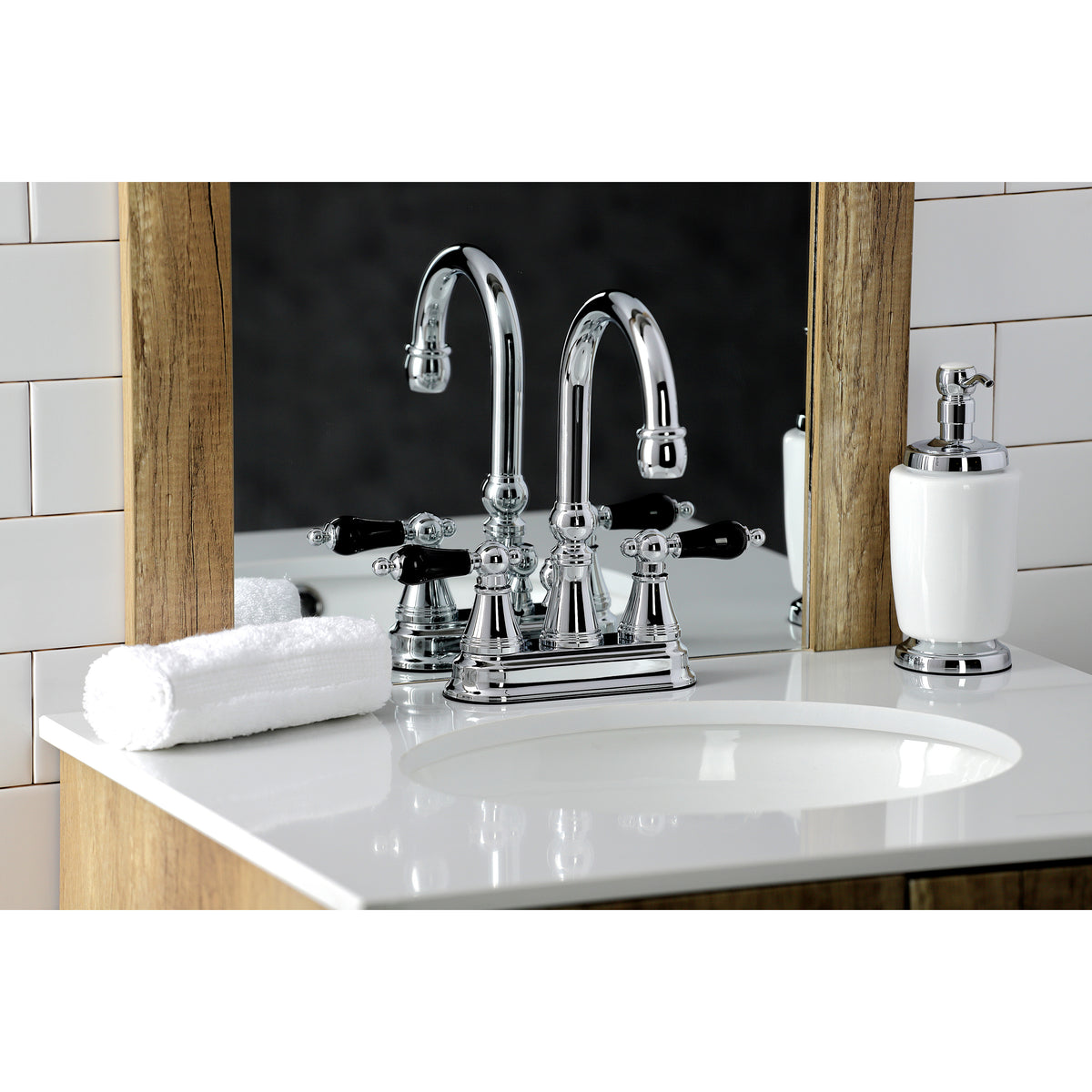 Kingston Brass KS2612PKL Duchess 4 in. Centerset Bathroom Faucet with Brass Pop-Up