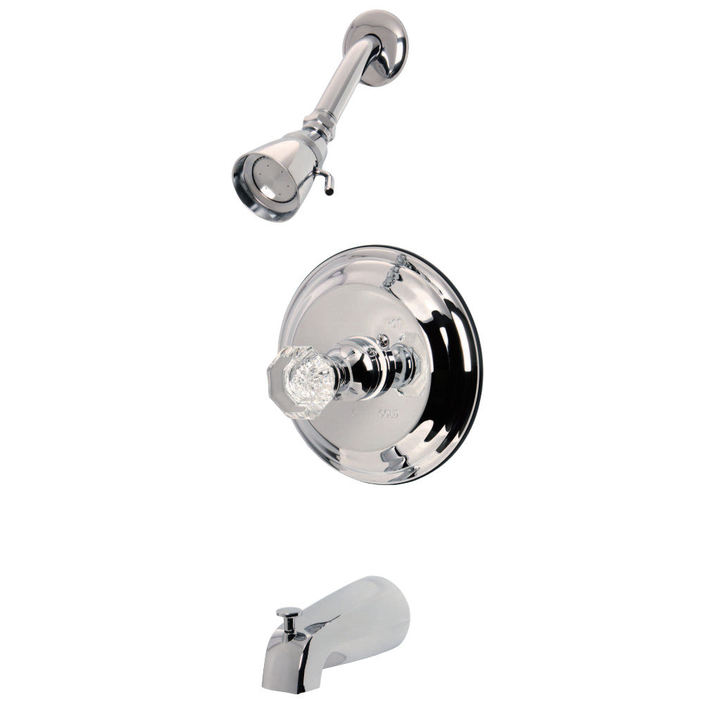 Celebrity Tub and Shower Faucet with Single Crystal Octagonal Knob Handle