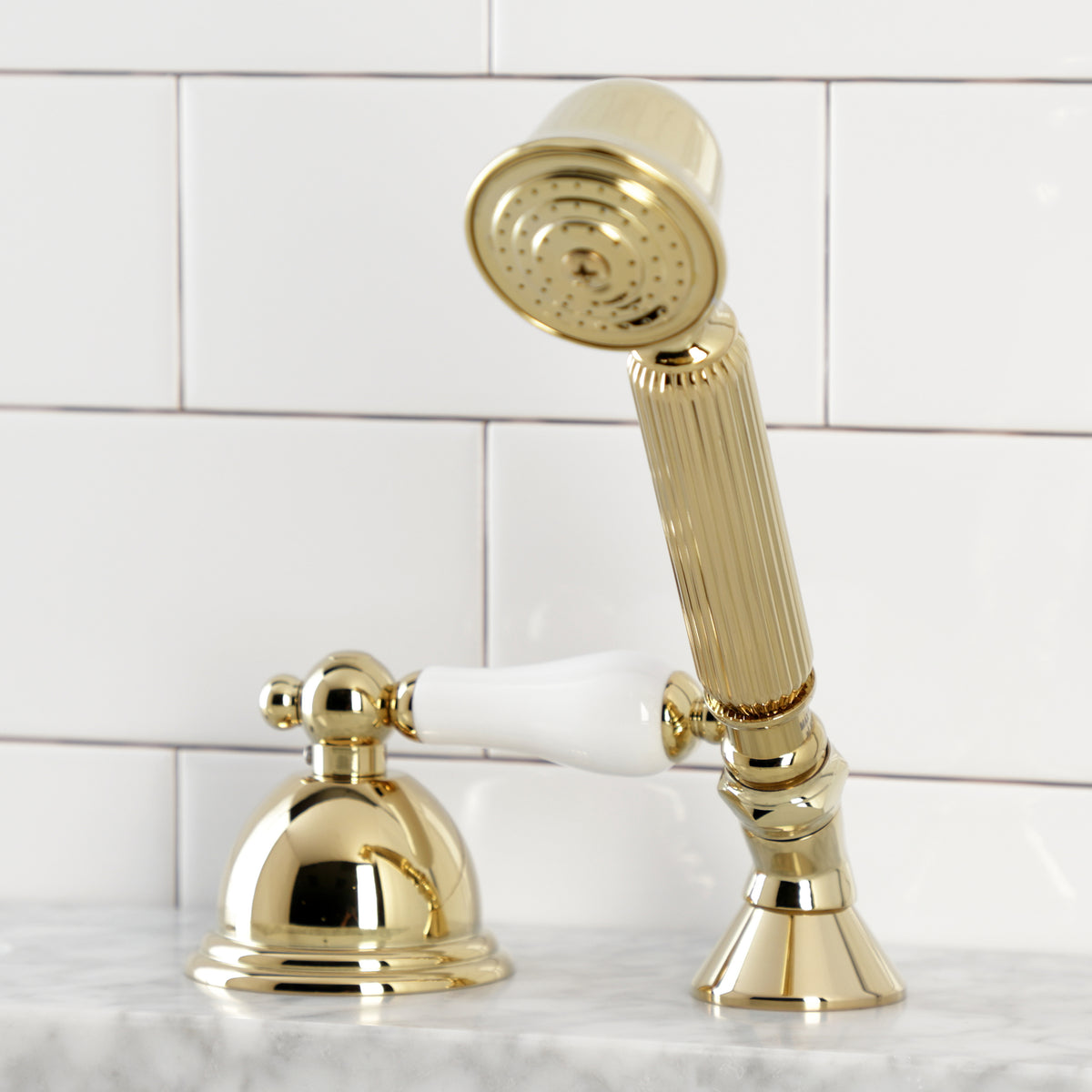 Kingston Brass Deck Mount Hand Shower with Diverter for Roman Tub Faucet