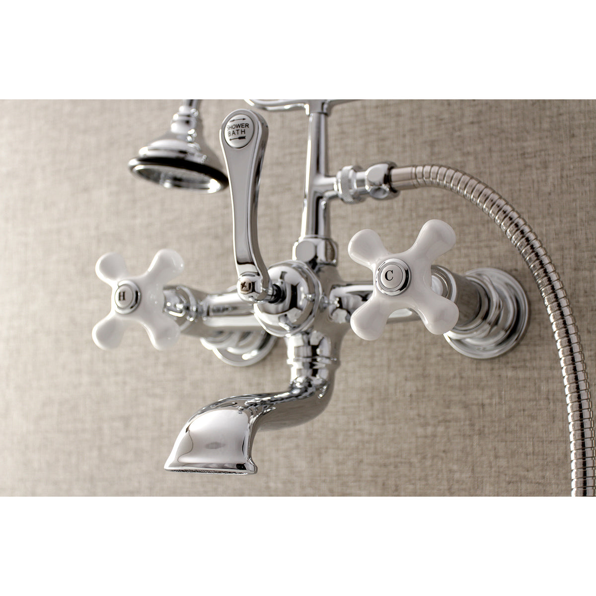 Aqua Vintage 7-Inch Wall Mount Tub Faucet with Hand Shower