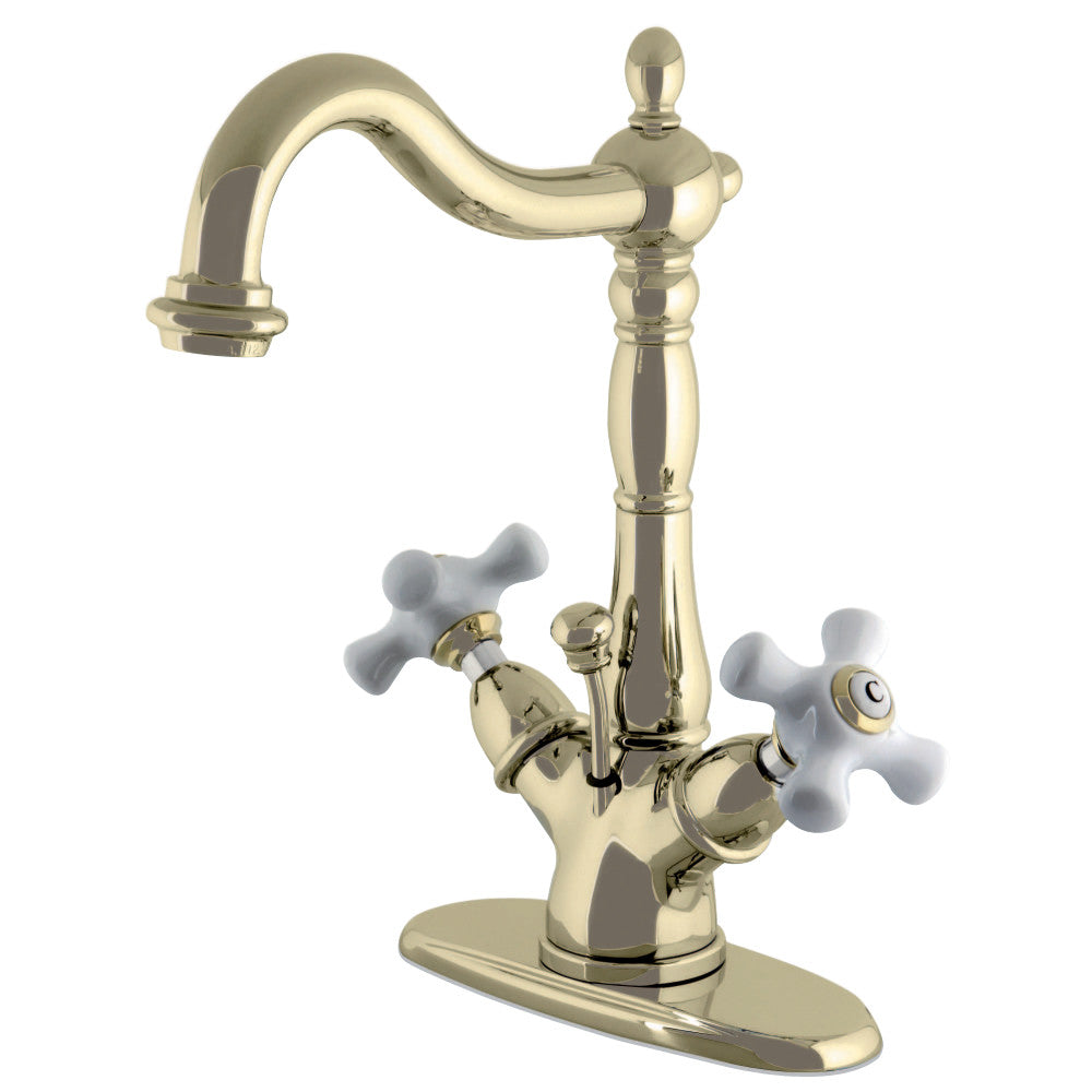 Kingston Brass KS1430PX Heritage Two-Handle Bathroom Faucet with Brass Pop-Up and Cover Plate