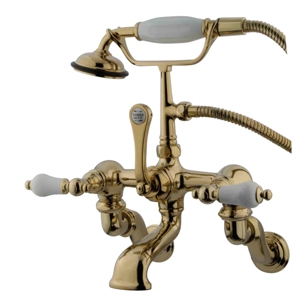 Vintage Adjustable Center Wall Mount Tub Faucet with Hand Shower