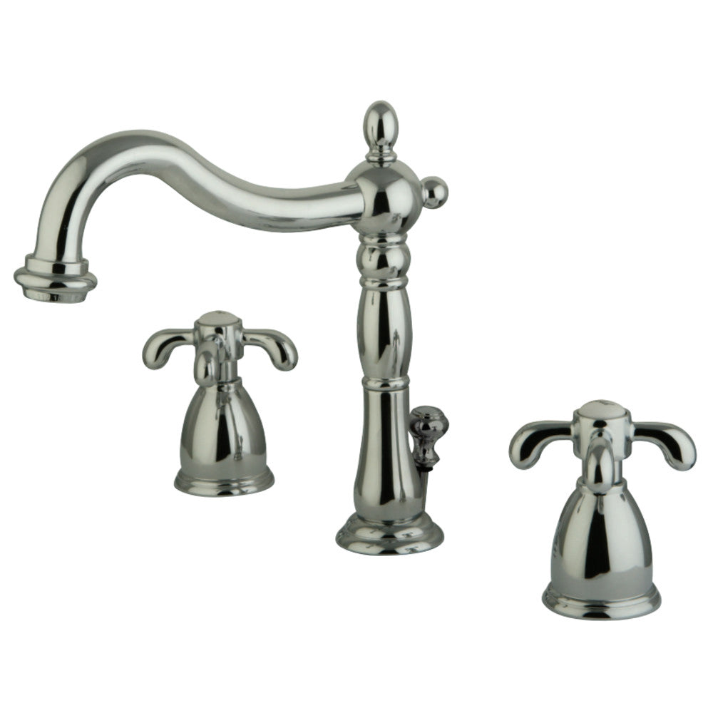 Kingston Brass KB1971TX French Country Widespread Bathroom Faucet with Plastic Pop-Up