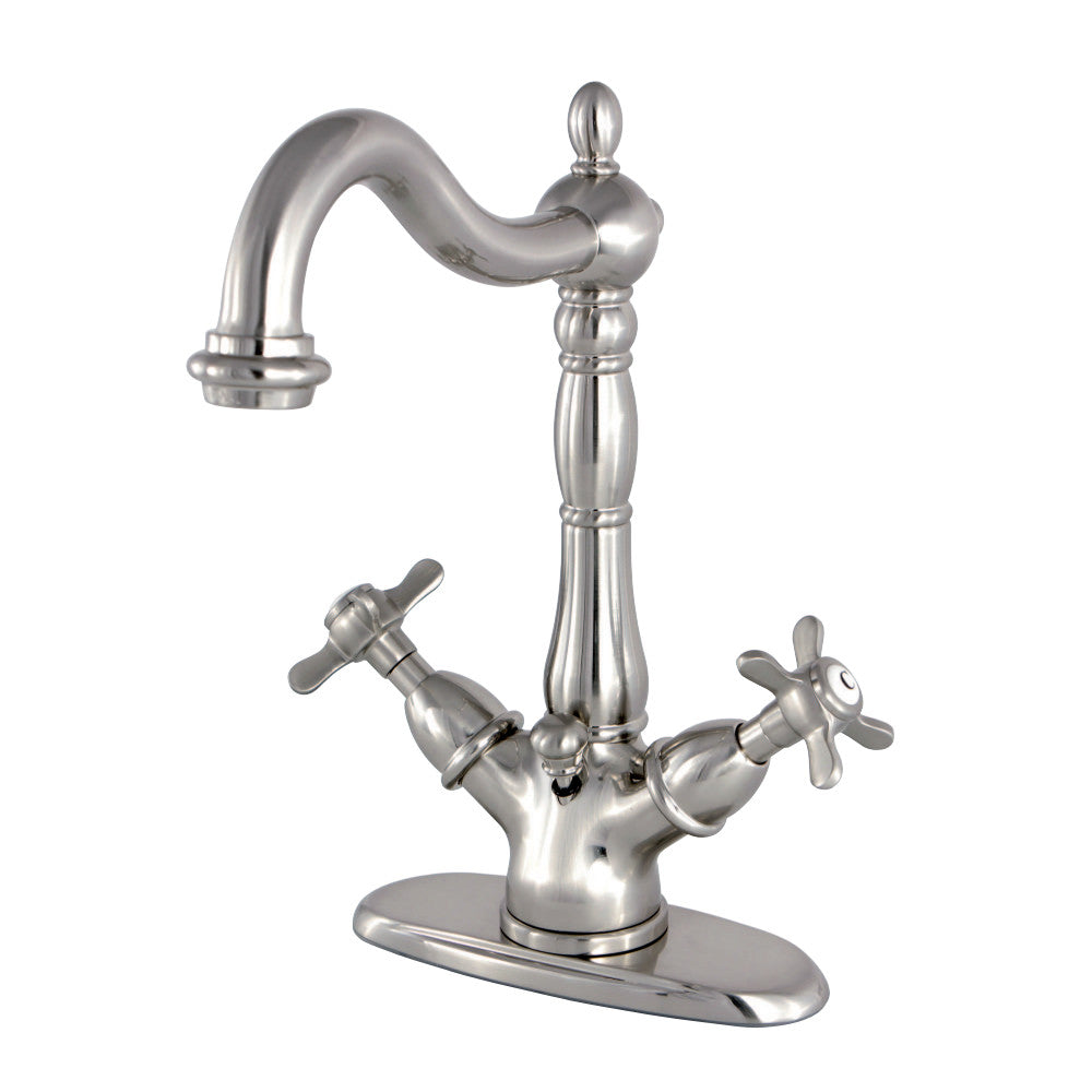 Kingston Brass KS1435BEX Essex Two-Handle Bathroom Faucet with Brass Pop-Up and Cover Plate