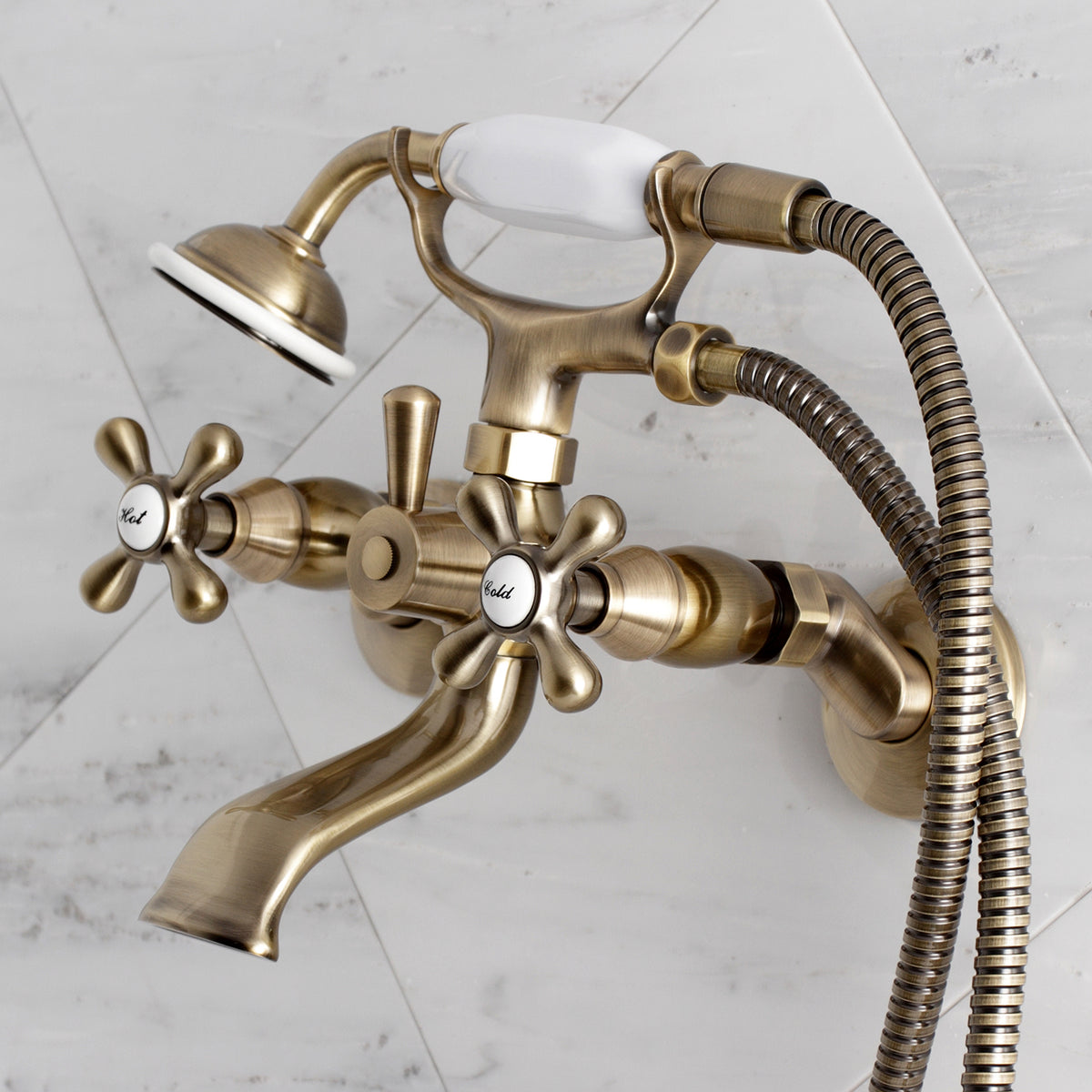 Kingston Tub Wall Mount Clawfoot Tub Faucet with Hand Shower