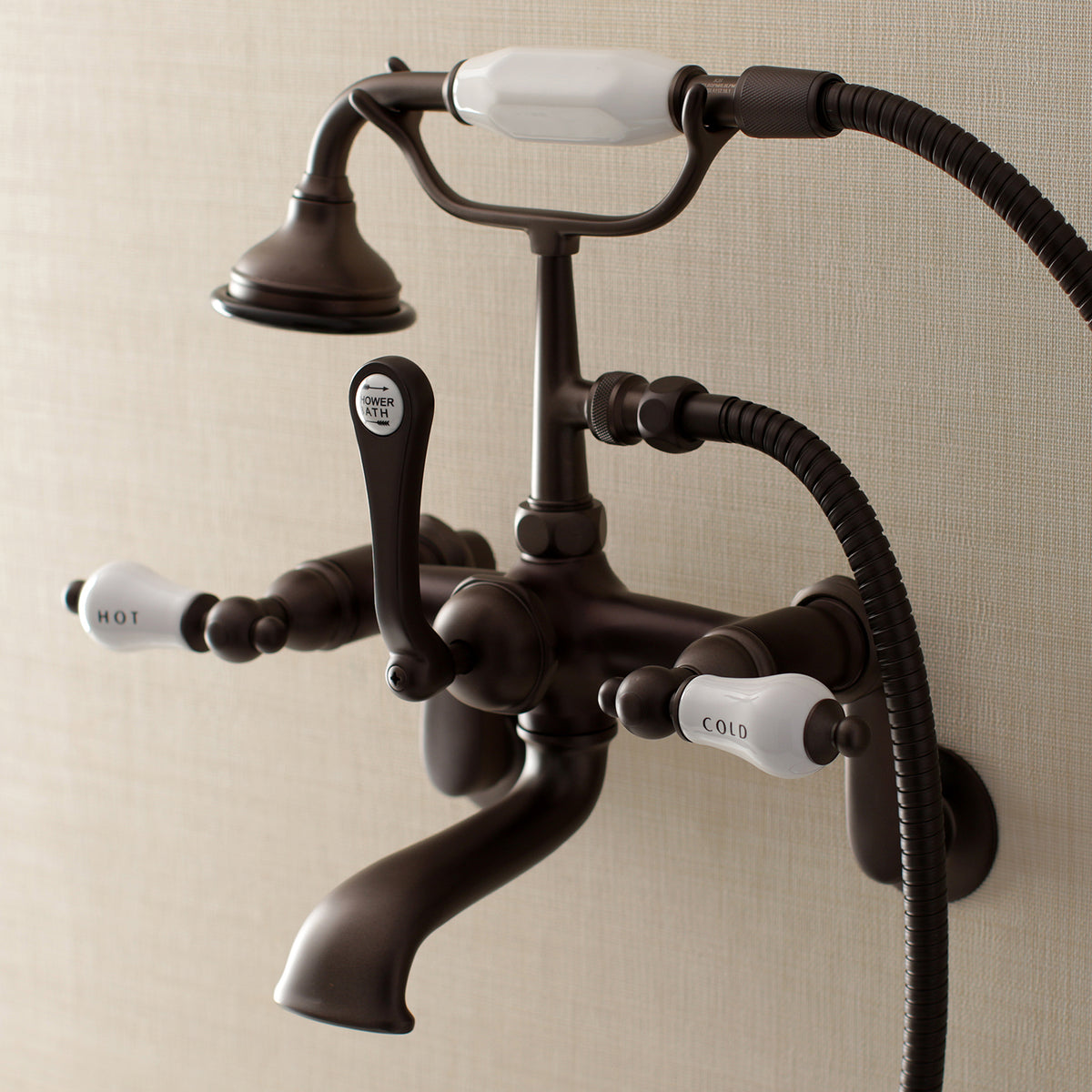 Aqua Vintage Wall Mount Tub Faucet with Hand Shower
