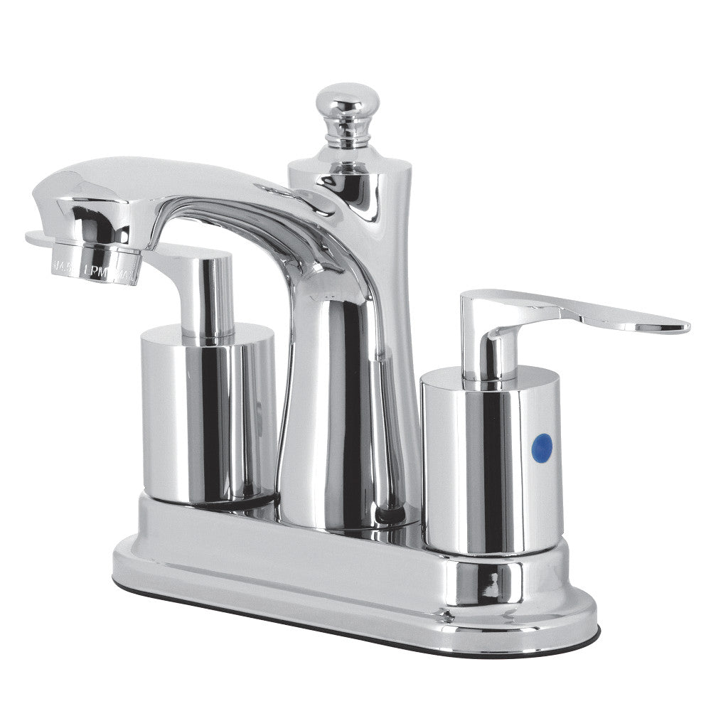 Kingston Brass FB7621SVL Two-Handle 3-Hole Deck Mount 4&quot; Centerset Bathroom Faucet with Retail Pop-Up