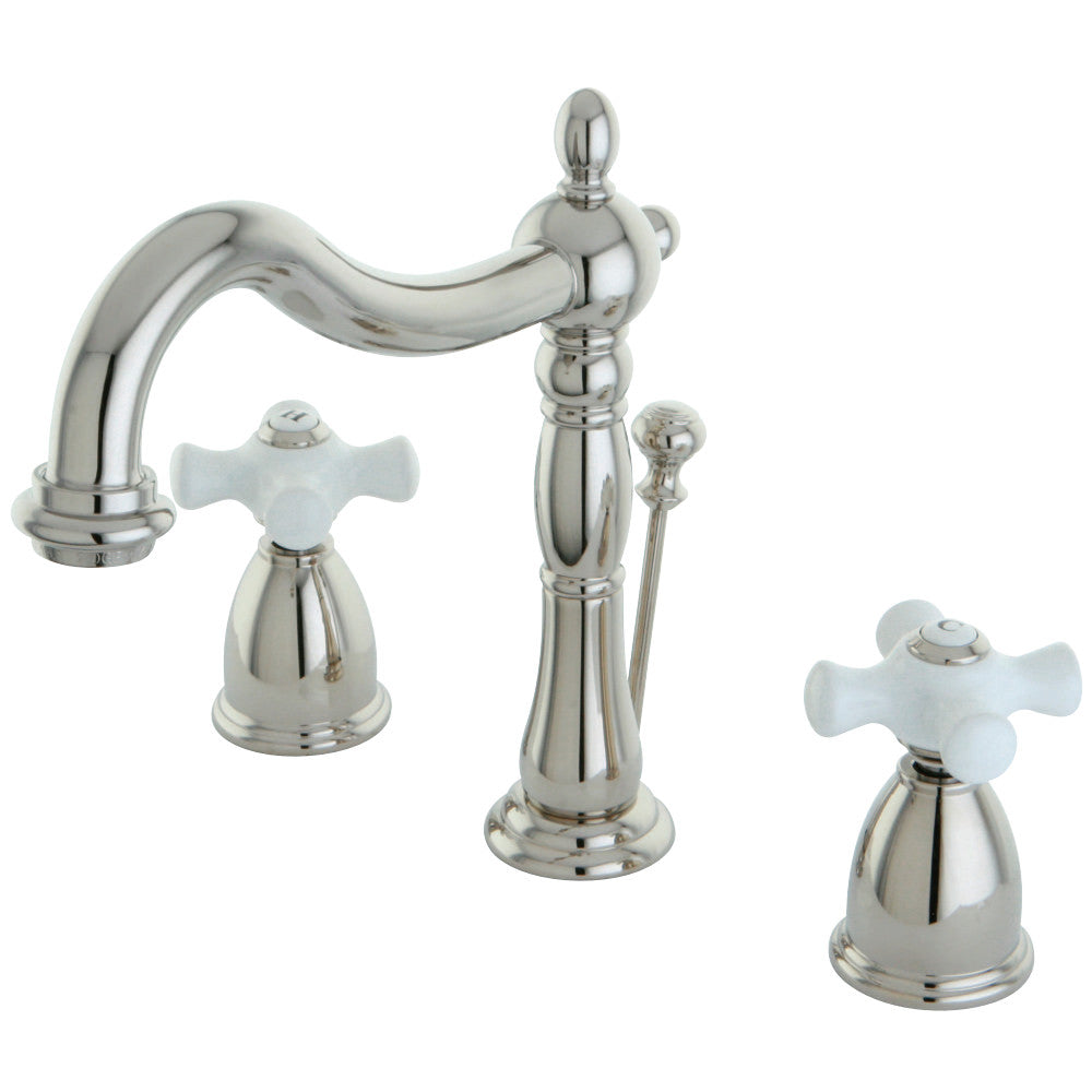Kingston Brass KB1976PX Heritage Widespread Bathroom Faucet with Brass Pop-Up