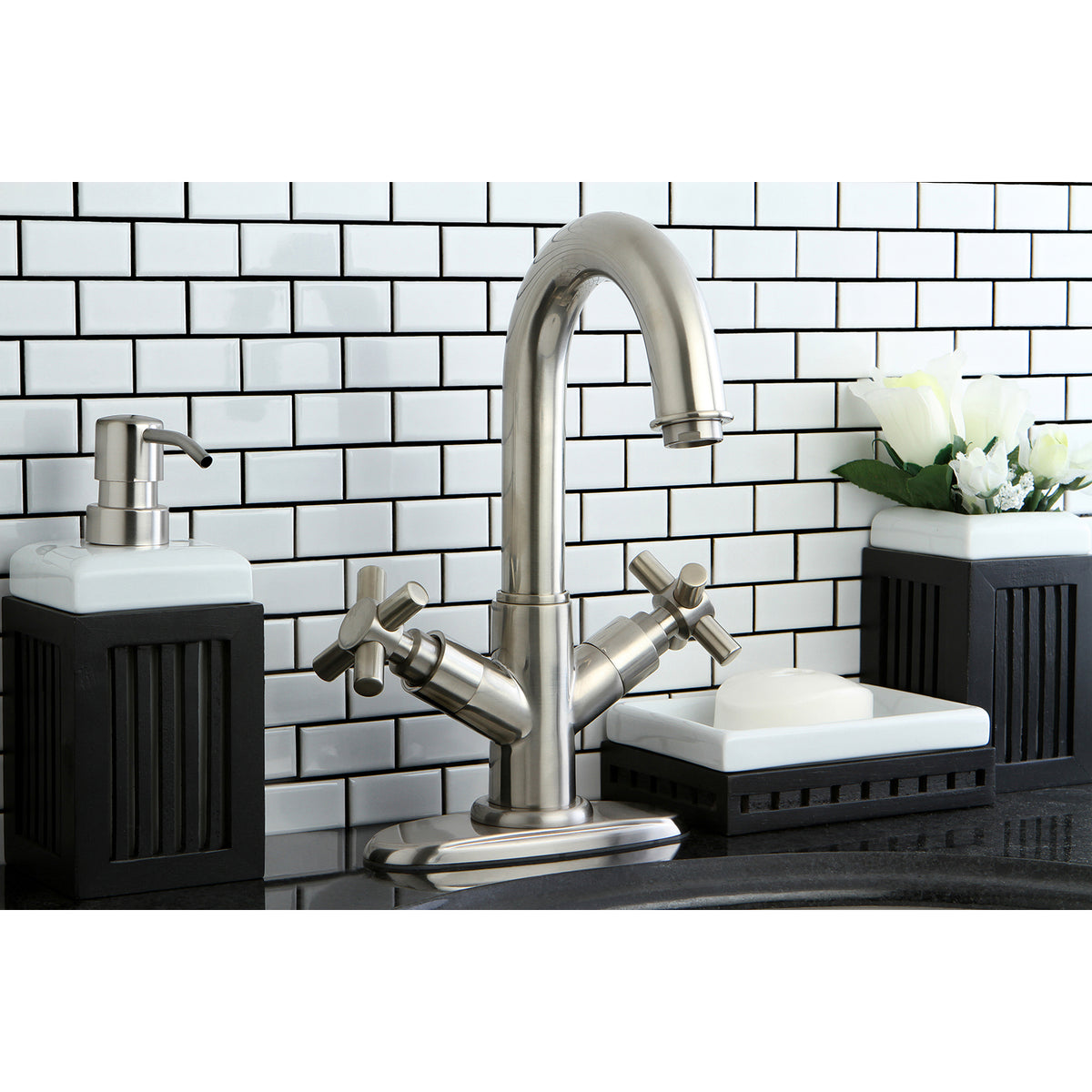 Kingston Brass KS8458JX Concord Two-Handle Bathroom Faucet with Push Pop-Up and Cover Plate