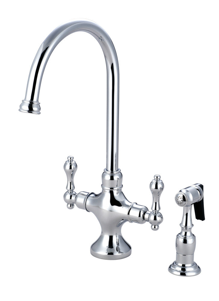 Kingston Brass KS1761ALBS Vintage Classic Kitchen Faucet With Brass Sprayer